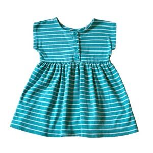 Hanna Andersson Stripe Day Play Dress Girls 8‎ 130cm Poolside Aqua Blue White